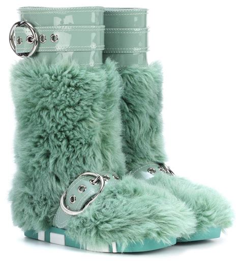 Miu Miu Faux Fur Leather Boots 